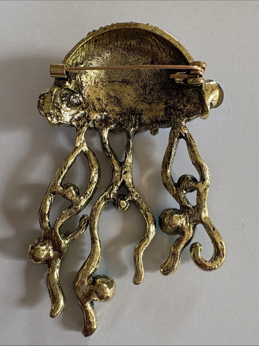 Sparkling Blue & Green Jellyfish Brooch